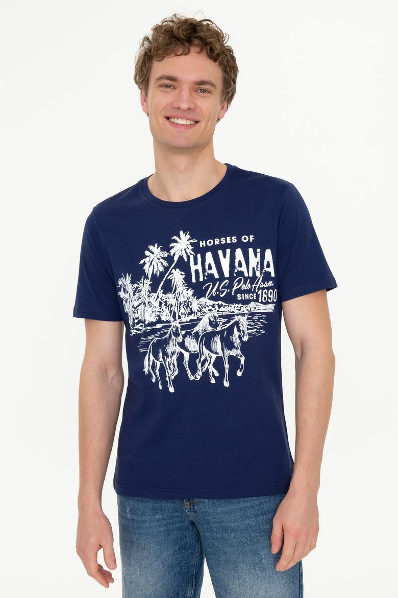 Erkek Lacivert Bisiklet Yaka T-Shirt - 50251679020