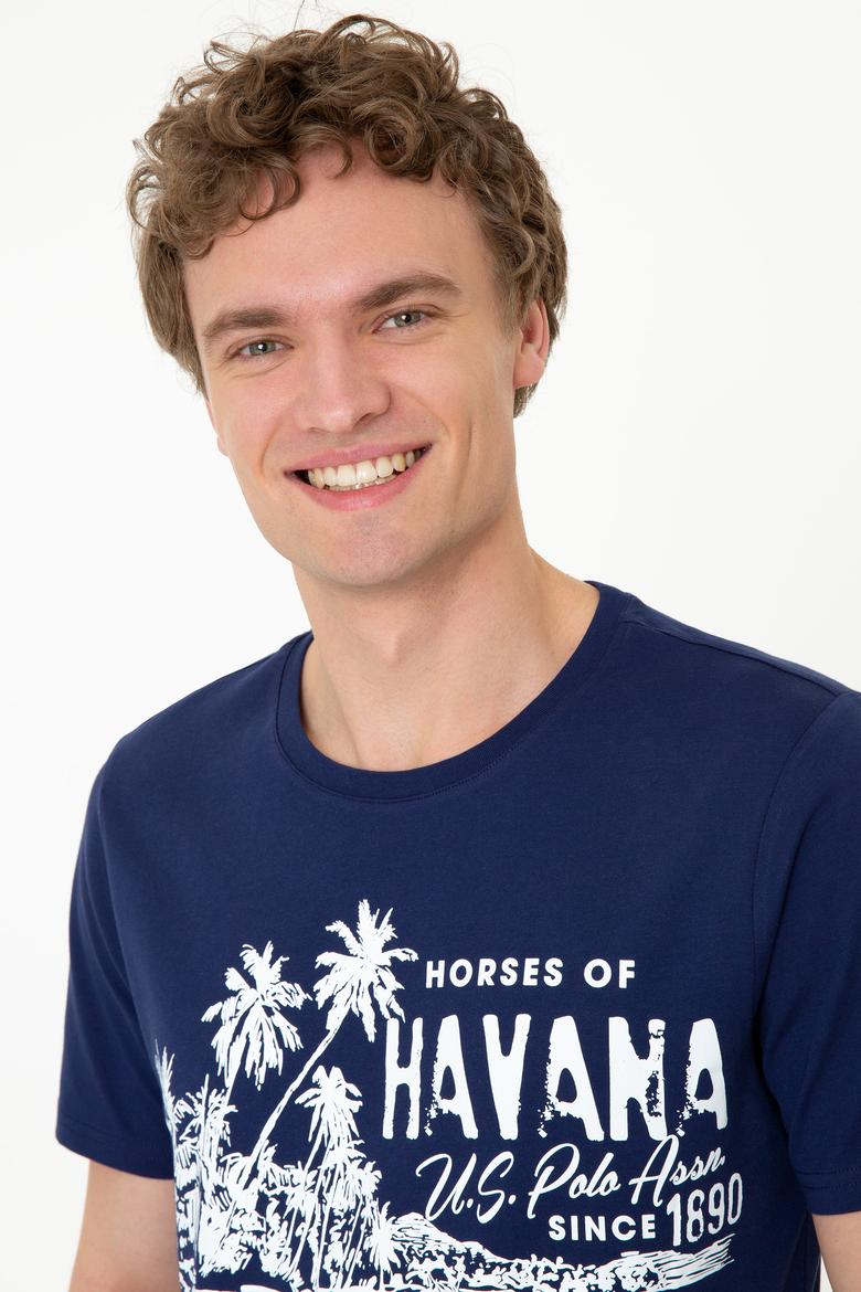 Erkek Lacivert Bisiklet Yaka T-Shirt - 50251679020