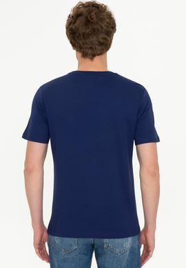 Erkek Lacivert Bisiklet Yaka T-Shirt - 50251679020