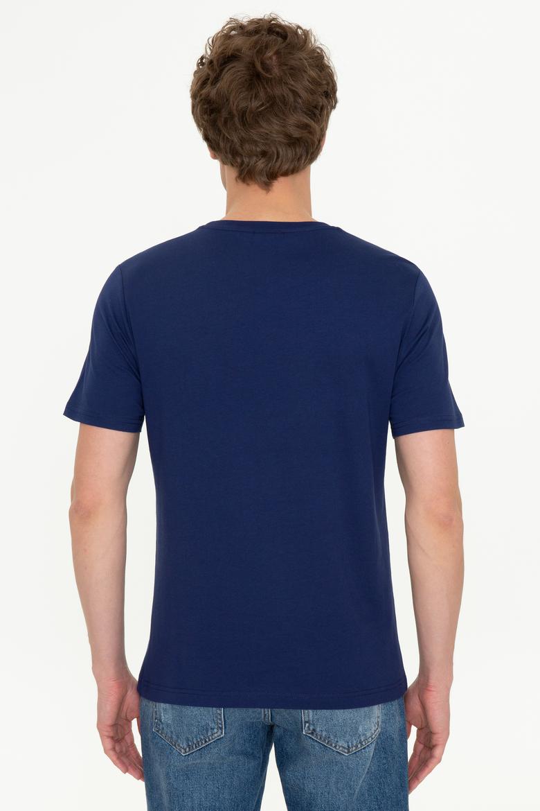 Erkek Lacivert Bisiklet Yaka T-Shirt - 50251679020