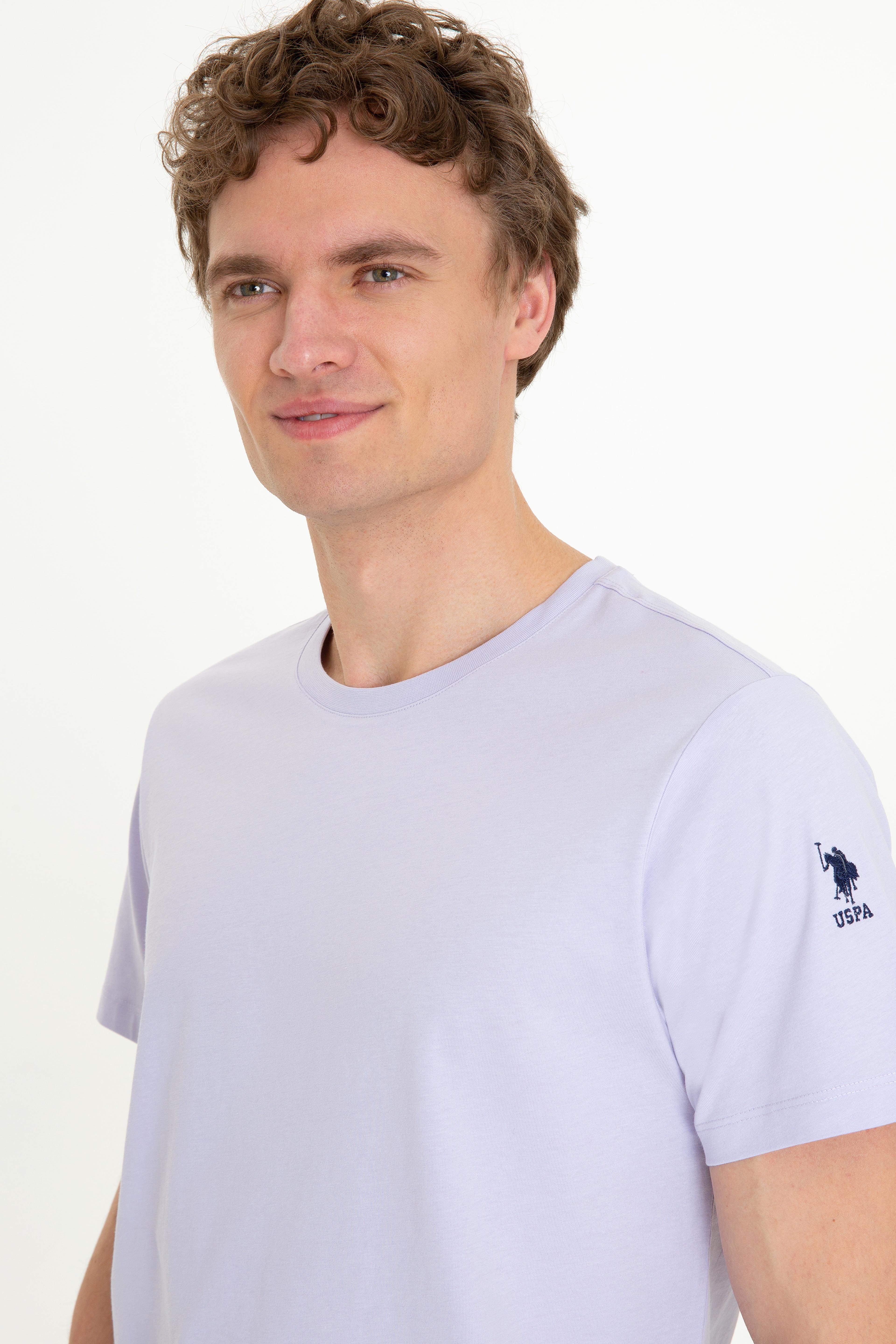 Erkek Lila Bisiklet Yaka T-Shirt