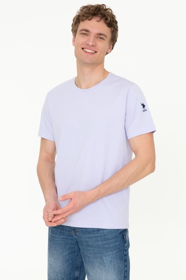 Erkek Lila Bisiklet Yaka T-Shirt