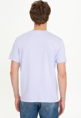 Erkek Lila Bisiklet Yaka T-Shirt - 50251779048