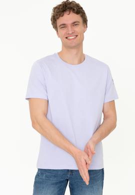 Erkek Lila Bisiklet Yaka T-Shirt - 50251779048