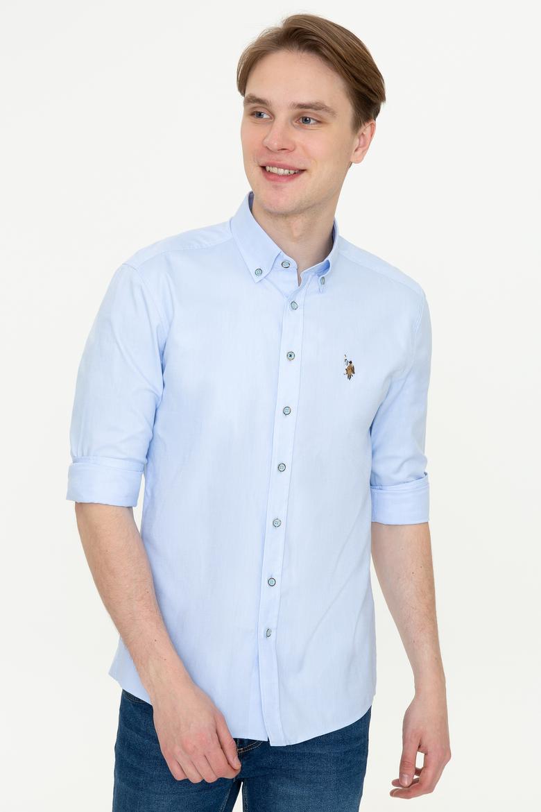 Erkek Açık Mavi Uzun Kollu Basic Gömlek - 50249487007