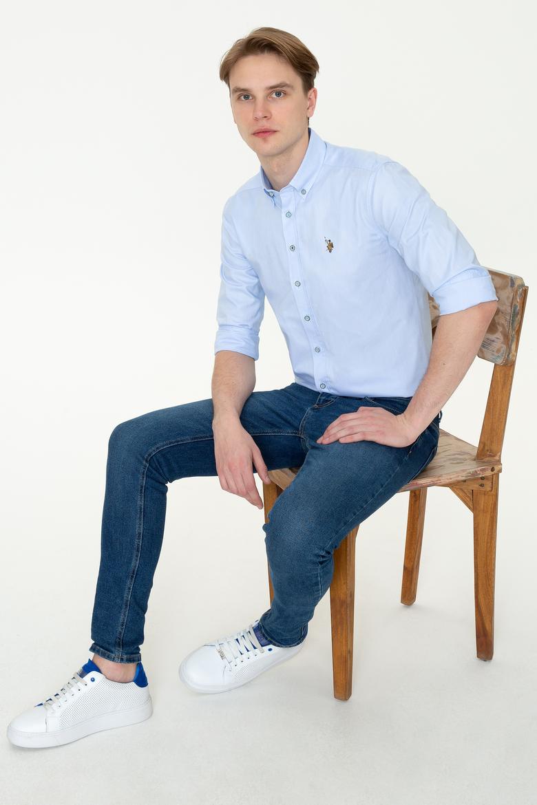 Erkek Açık Mavi Uzun Kollu Basic Gömlek