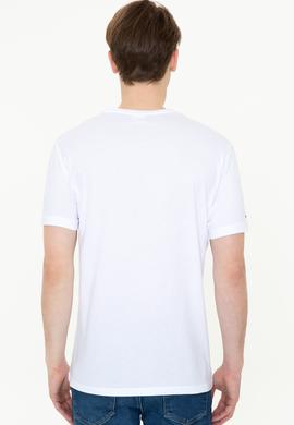 Erkek Beyaz Basic Bisiklet Yaka Tişört - 50248521005