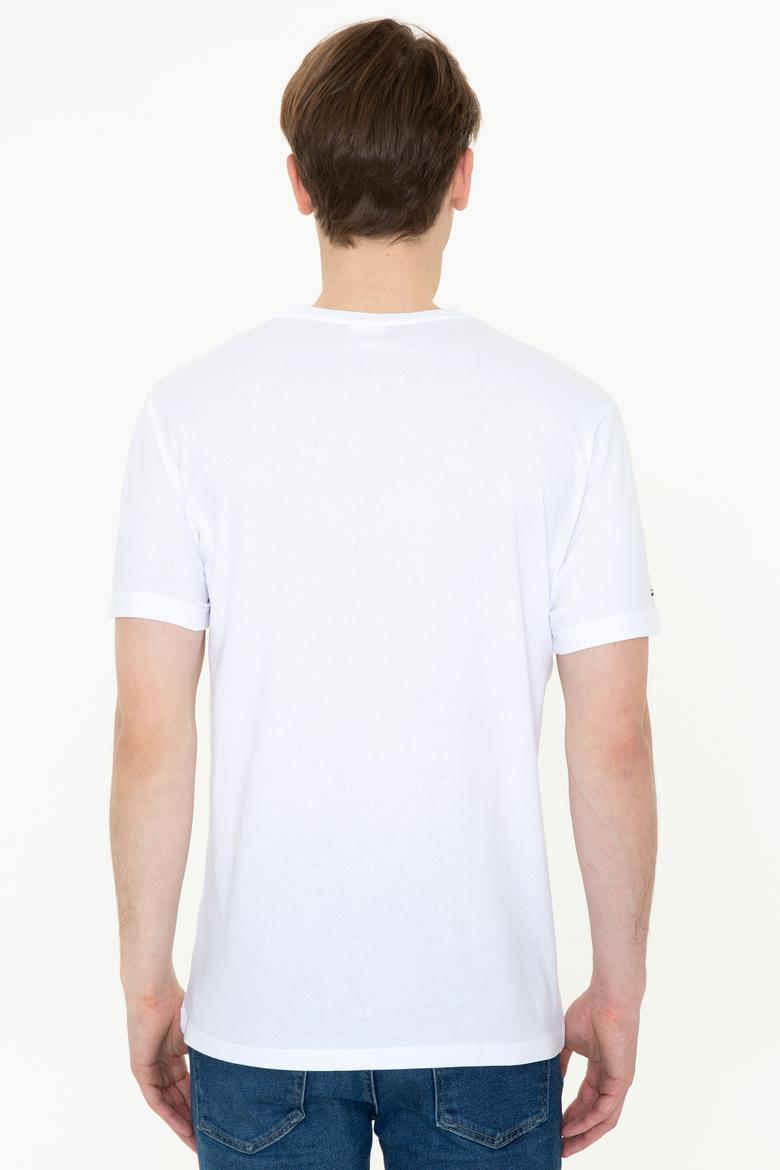 Erkek Beyaz Basic Bisiklet Yaka Tişört - 50248521005