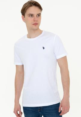 Erkek Beyaz Basic Bisiklet Yaka Tişört - 50248521005