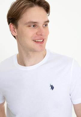 Erkek Beyaz Basic Bisiklet Yaka Tişört - 50248521005