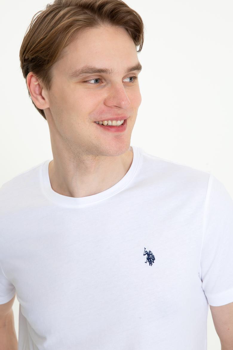 Erkek Beyaz Basic Bisiklet Yaka Tişört - 50248521005