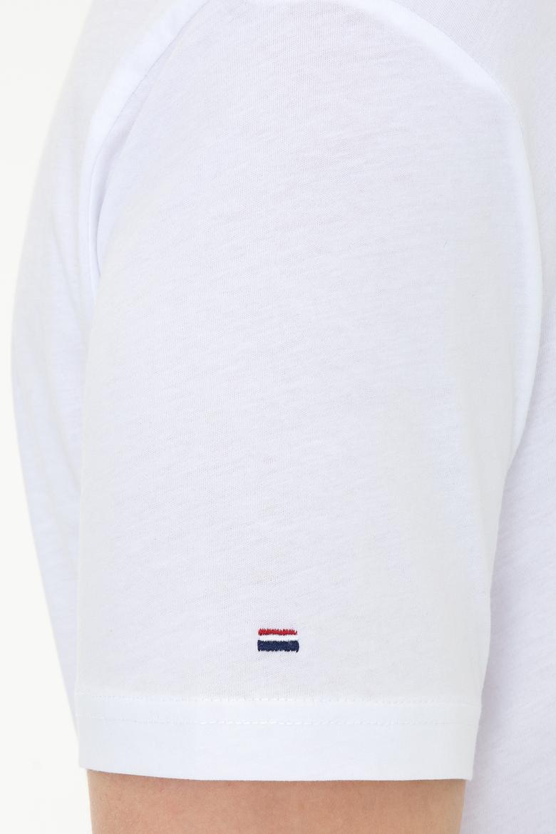 Erkek Beyaz Basic Bisiklet Yaka Tişört - 50248521005