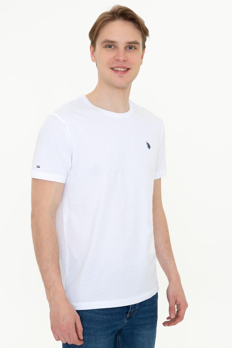 Erkek Beyaz Basic Bisiklet Yaka Tişört - 50248521005