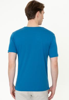 Erkek Petrol Basic Bisiklet Yaka Tişört - 50248521039