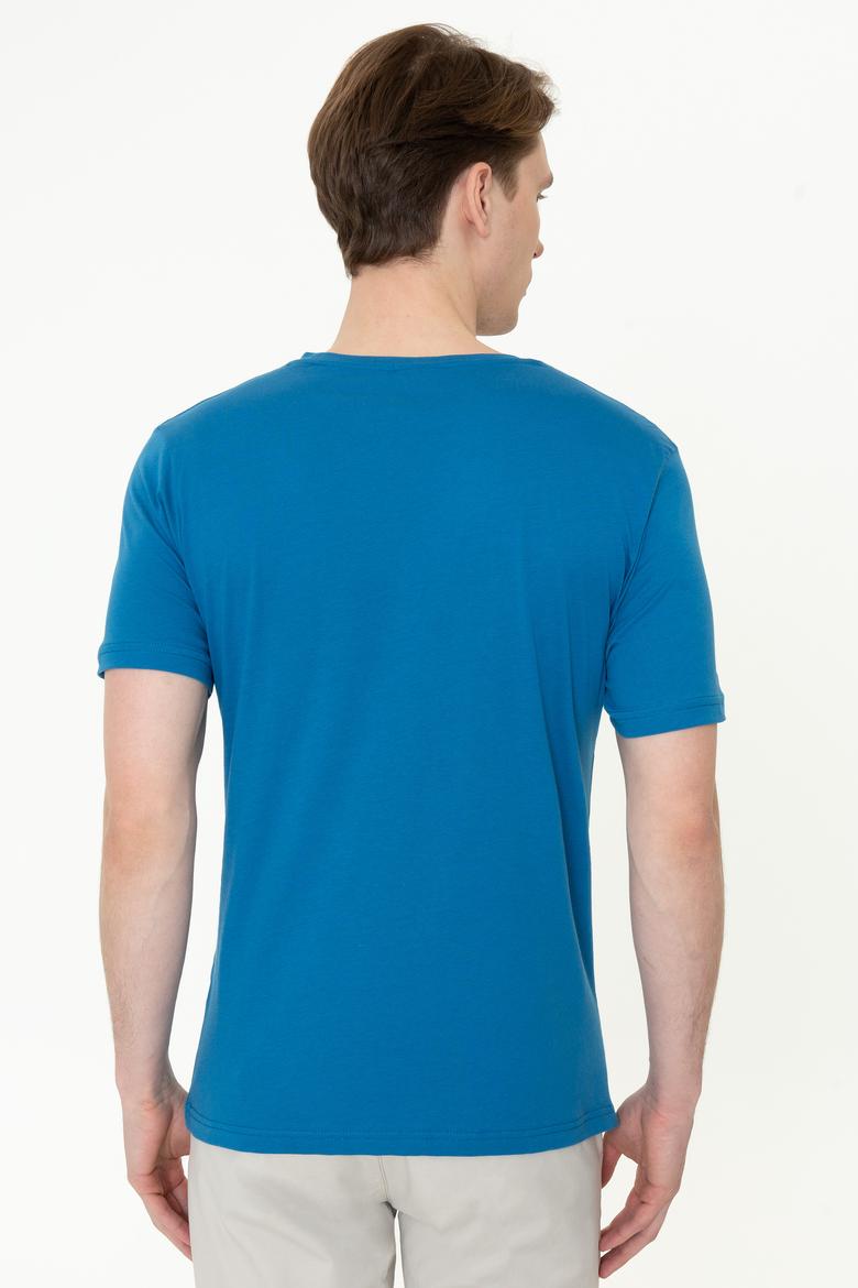 Erkek Petrol Basic Bisiklet Yaka Tişört - 50248521039
