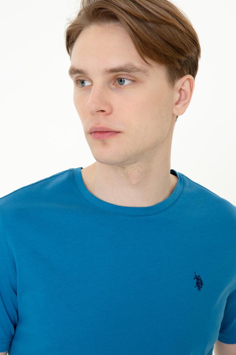 Erkek Petrol Basic Bisiklet Yaka Tişört - 50248521039