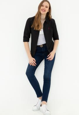 Kadın Siyah Uzun Kollu Basic Gömlek - 50261431019