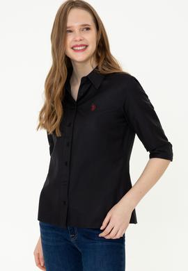 Kadın Siyah Uzun Kollu Basic Gömlek - 50261431019