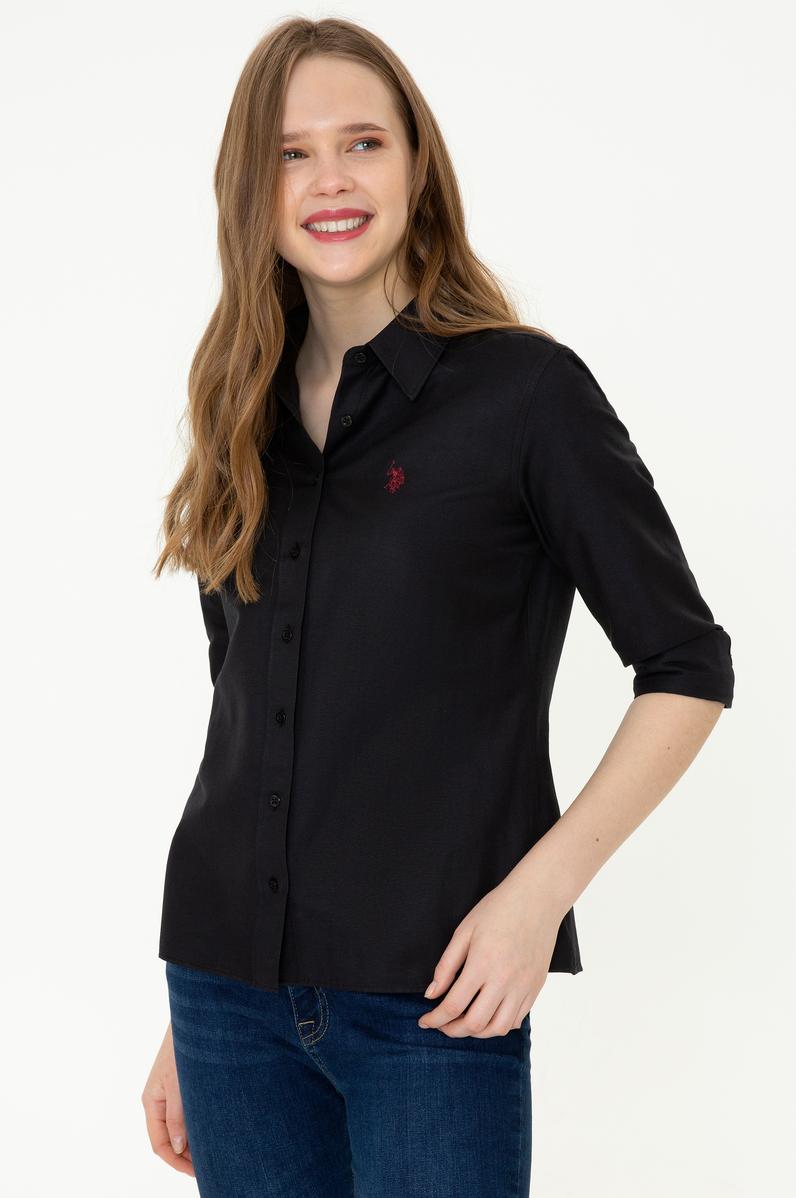 Kadın Siyah Uzun Kollu Basic Gömlek
