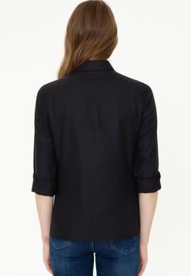 Kadın Siyah Uzun Kollu Basic Gömlek - 50261431019