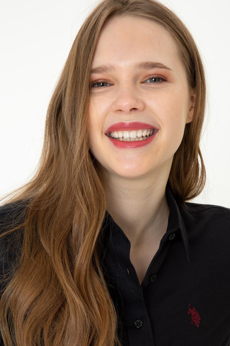 Kadın Siyah Uzun Kollu Basic Gömlek - 50261431019