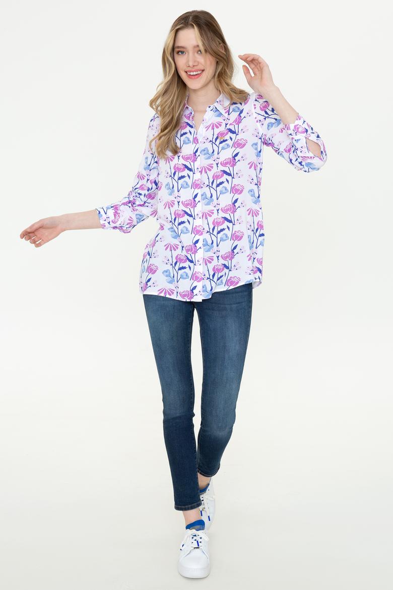 Kadın Menekşe Gömlek Uzunkol - 50247303009