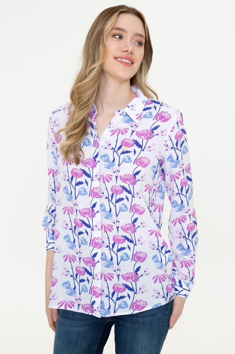 Kadın Menekşe Gömlek Uzunkol