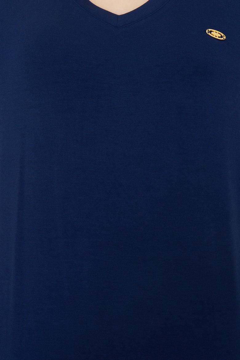 Kadın Lacivert V Yaka Basic Tişört - 50246033013