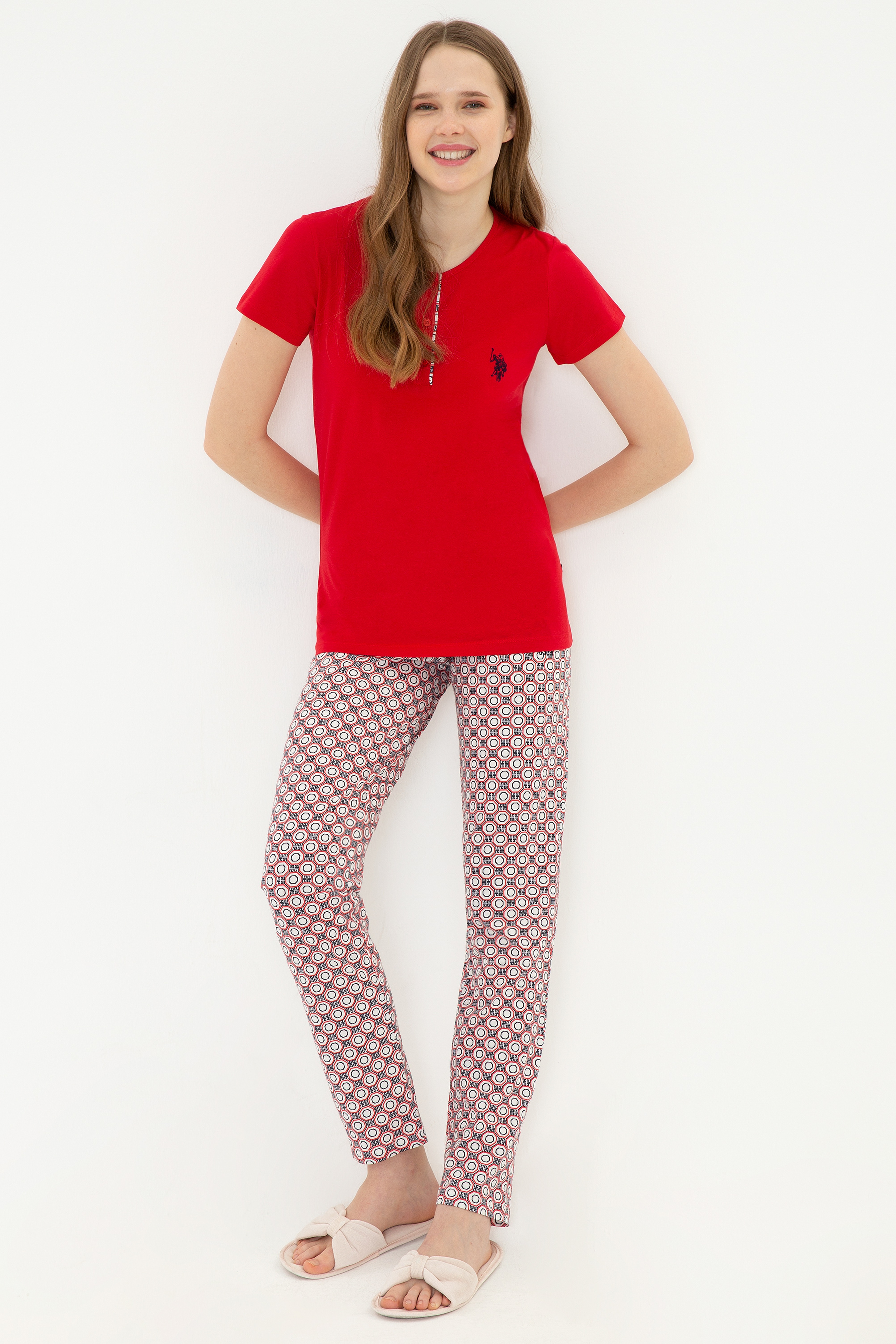 Kadın Kırmızı Pijama Takımı - Image 3