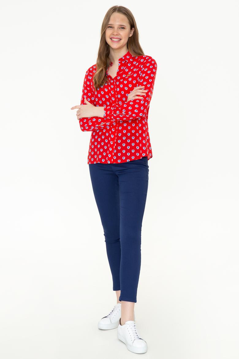 Kadın Kırmızı Uzun Kollu Gömlek - 50249535010