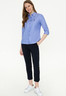 Kadın Saks Uzun Kollu Basic Gömlek - 50253658035