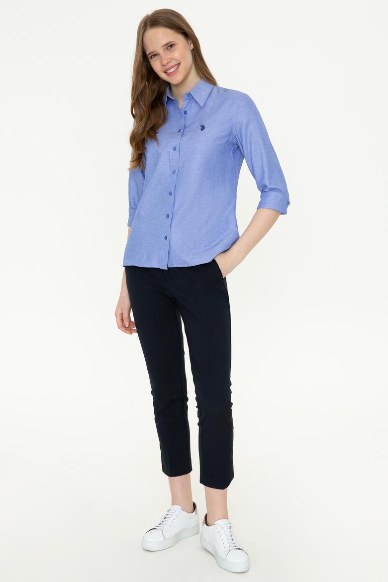 Kadın Saks Uzun Kollu Basic Gömlek - 50253658035