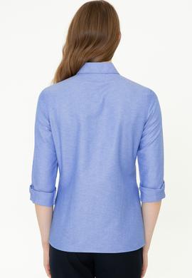 Kadın Saks Uzun Kollu Basic Gömlek - 50253658035