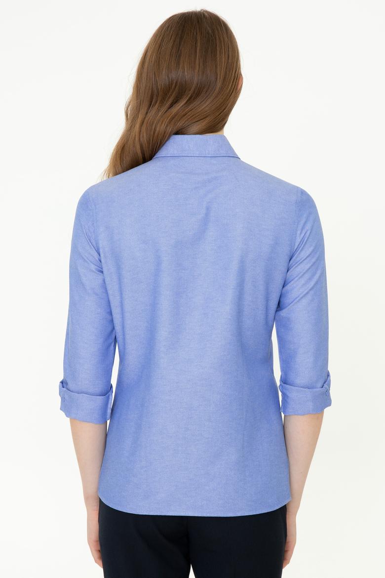 Kadın Saks Uzun Kollu Basic Gömlek - 50253658035