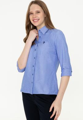 Kadın Saks Uzun Kollu Basic Gömlek - 50253658035