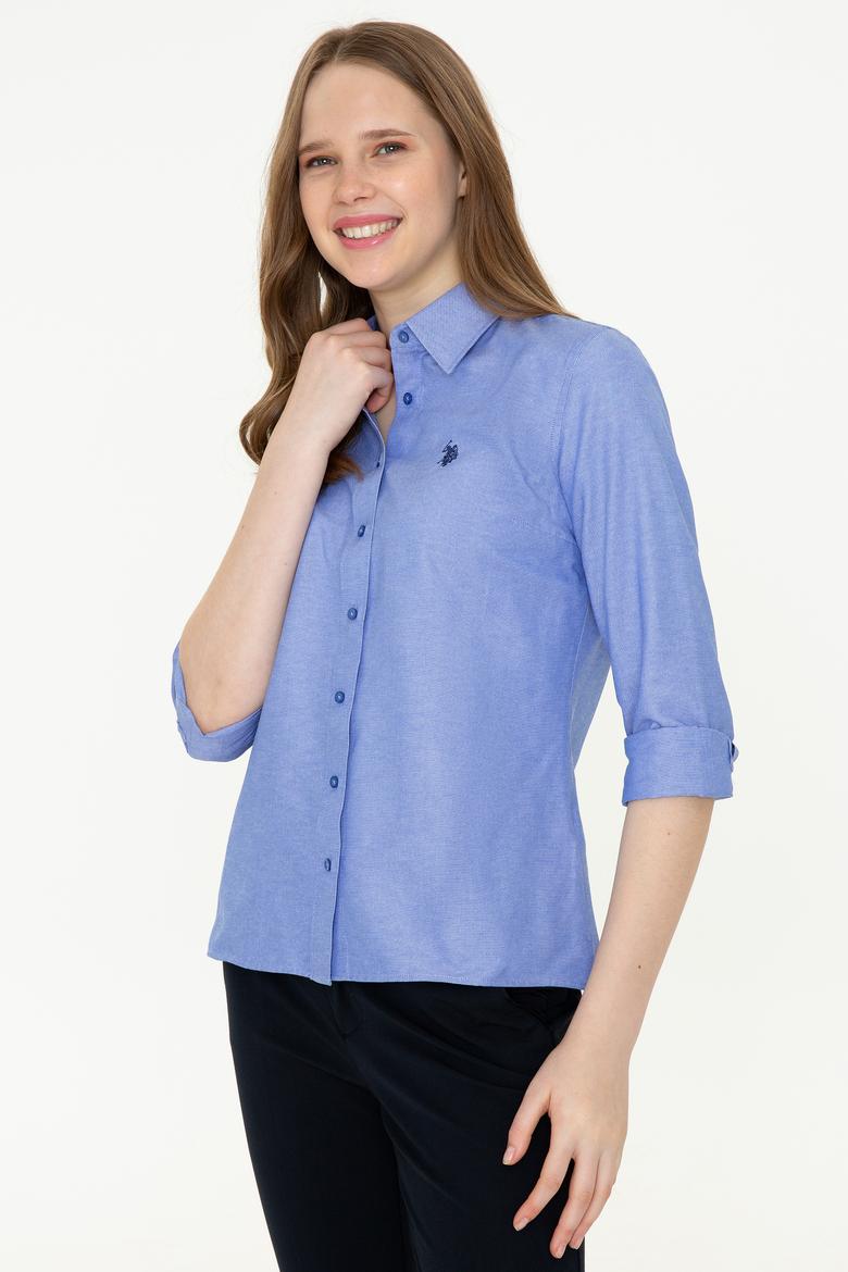 Kadın Saks Uzun Kollu Basic Gömlek - 50253658035