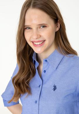 Kadın Saks Uzun Kollu Basic Gömlek - 50253658035