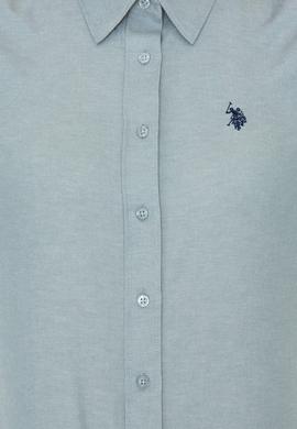 Kadın İndigo Uzun Kollu Basic Gömlek - 50253658076