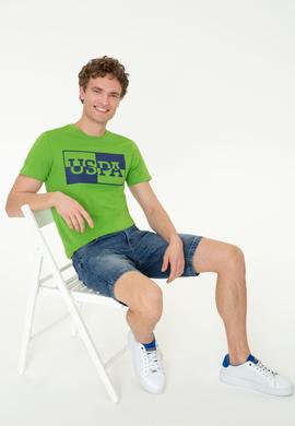 Erkek Elma Yeşili Bisiklet Yaka Tişört - 50247339059