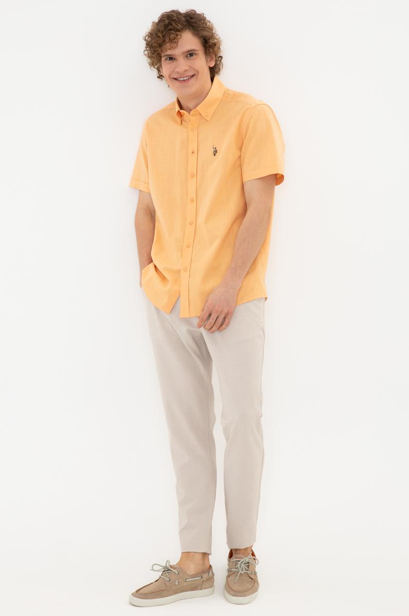 Erkek Turuncu Kısa Kollu Gömlek