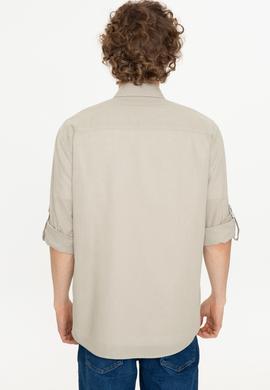 Erkek Haki Uzun Kollu Basic Gömlek - 50246466027