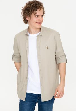 Erkek Haki Uzun Kollu Basic Gömlek - 50246466027