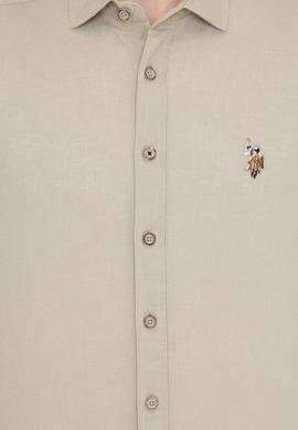 Erkek Haki Uzun Kollu Basic Gömlek - 50246466027