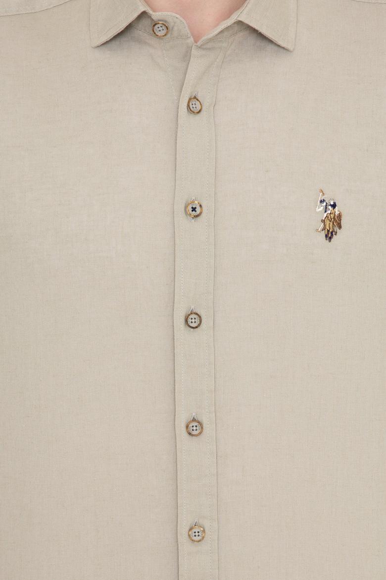 Erkek Haki Uzun Kollu Basic Gömlek - 50246466027