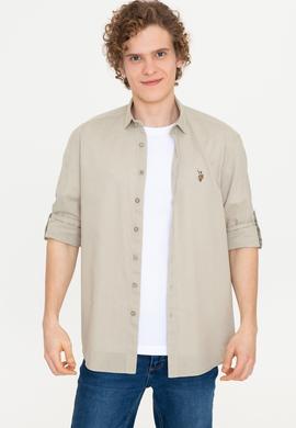 Erkek Haki Uzun Kollu Basic Gömlek - 50246466027