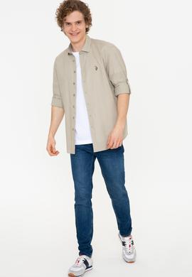 Erkek Haki Uzun Kollu Basic Gömlek - 50246466027