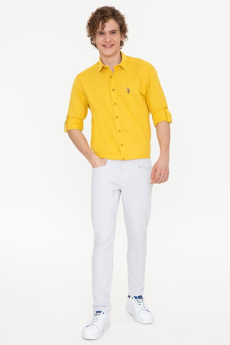 Erkek Açık Gri Kanvas Pantolon