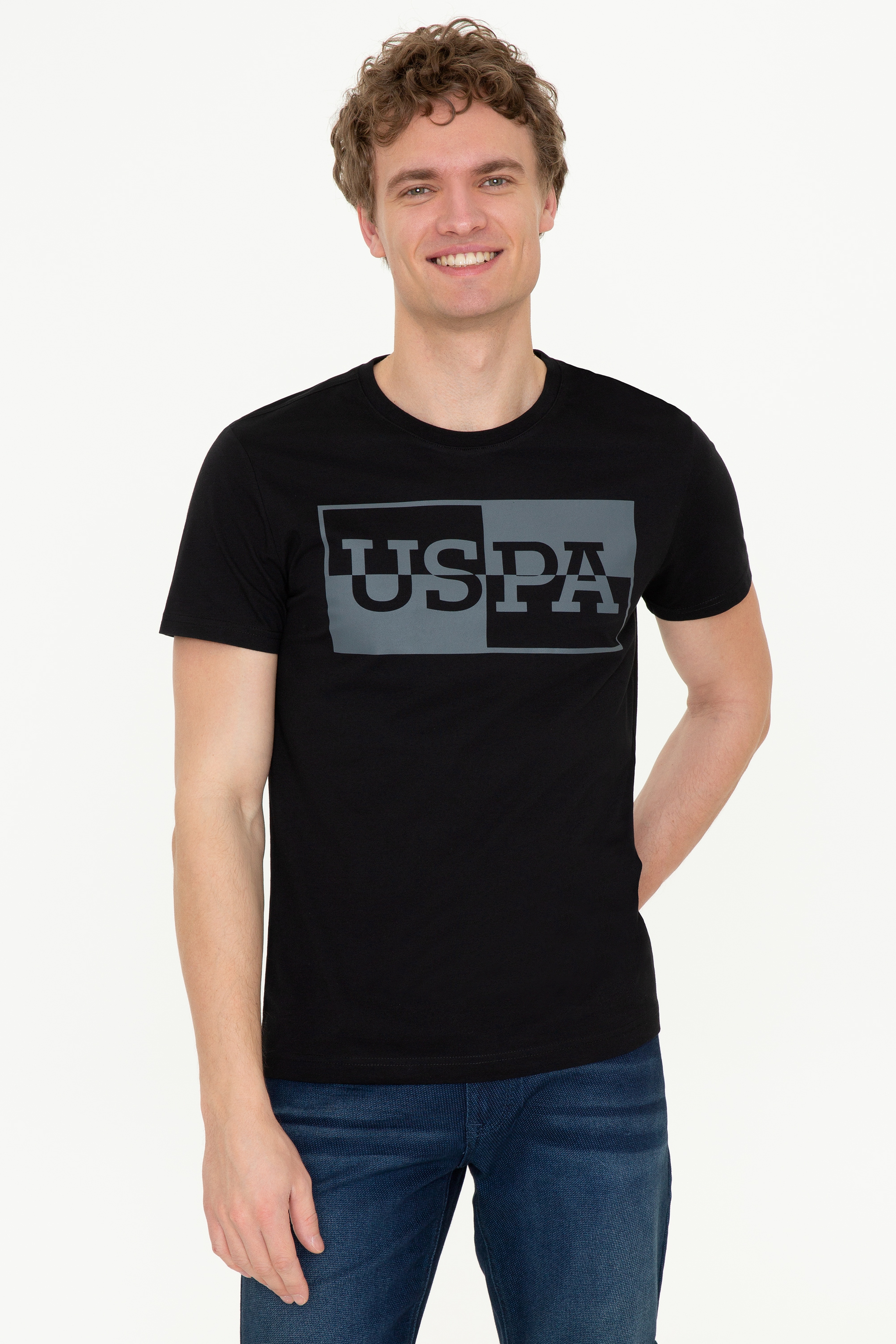 Erkek Siyah Bisiklet Yaka T-Shirt - Image 2