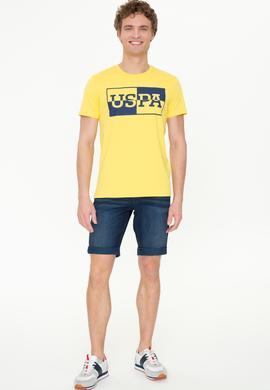 Erkek Açık Sarı Bisiklet Yaka T-Shirt - 50247339149