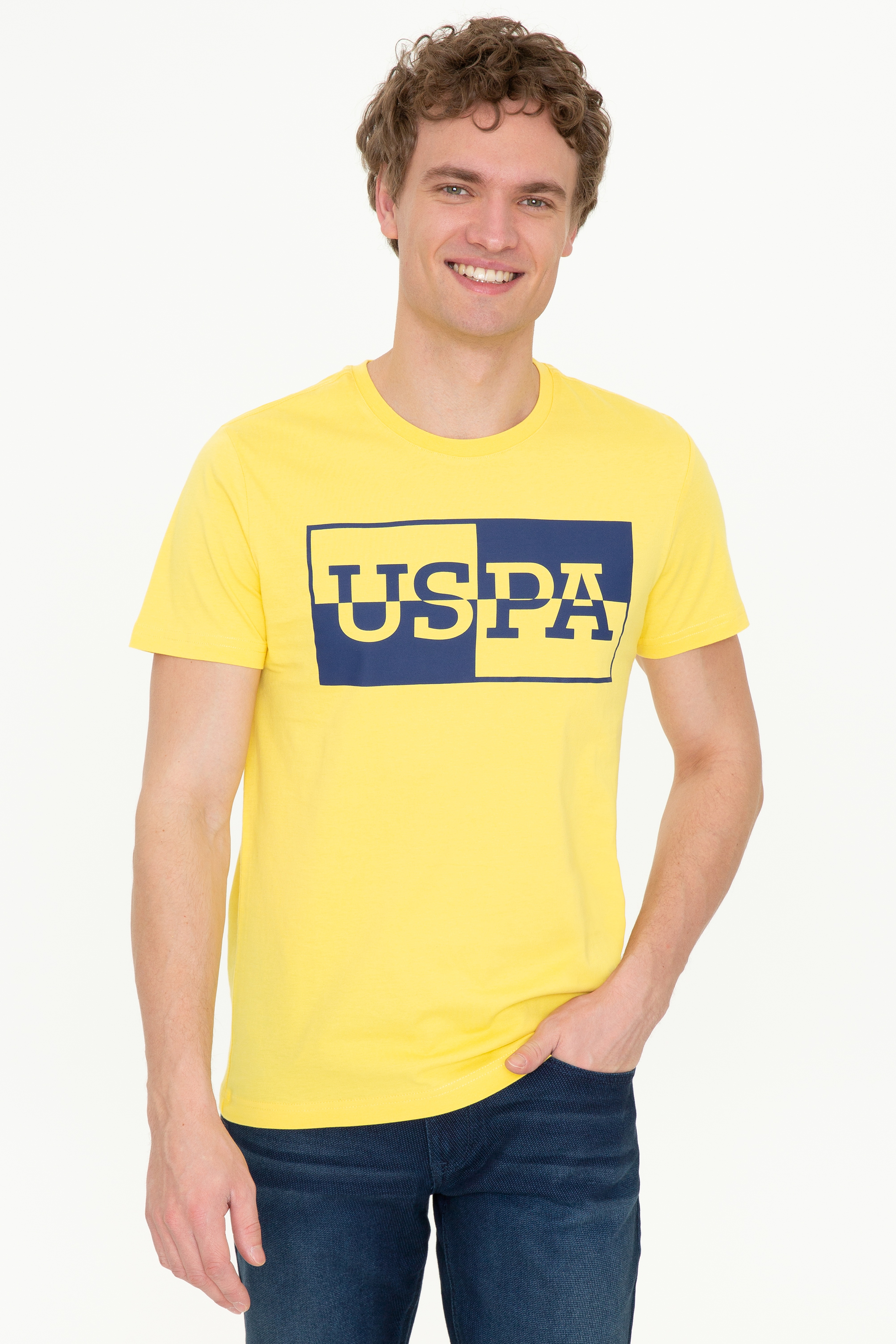 Erkek Açık Sarı Bisiklet Yaka T-Shirt - Image 4